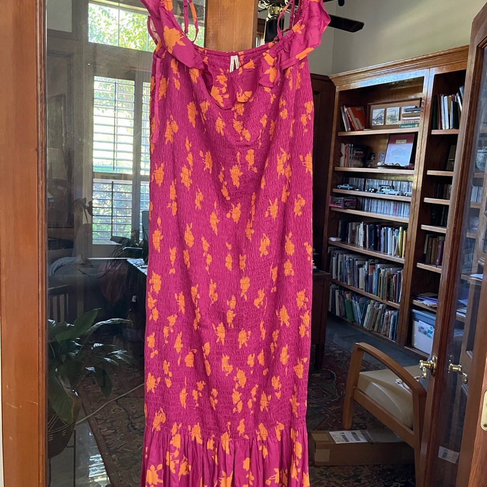 Vibrant Pink and Orange Floral Dress